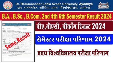 rmlau result 2024 ba 3rd year|RMLAU Result 2024 (1st 2nd 3rd year): BA BSc BCom MA MSc .